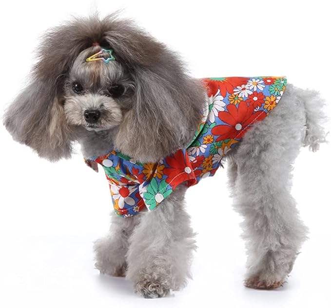 Tangpan Summer Pet Daisy Hawaiian Beach Plaid Print Shirts Clothes for Dog S10 Orange M