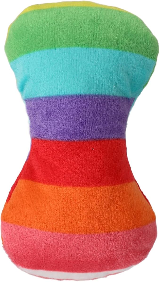 POPETPOP Durable Colorful Bone Dog Toy with Squeaker for Chewing and Teeth Grinding Plush Interactive Puppy and Dog Toy for Small Medium and Large Breeds
