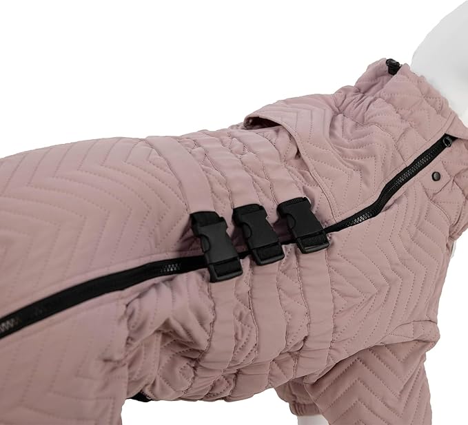 Warm Dog Coat Double Layers Dog Vest, 4 Legs Covered Windproof Waterproof Reflective Warm Dog Vest Outdoor Skating Dog Costume for Small Medium Large Dogs Lotus Pink XS