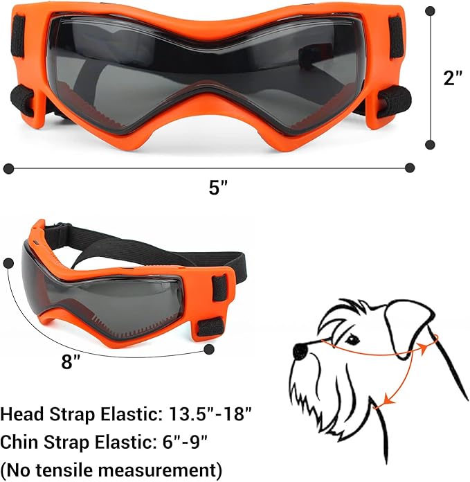 PETLESO Dog Goggles for Small Dogs with Helmet, 2PCS Doggy Sunglasses and Pet Motorcycle Helmet Set for Small Medium Breed Outdoor Driving Walking, Orange