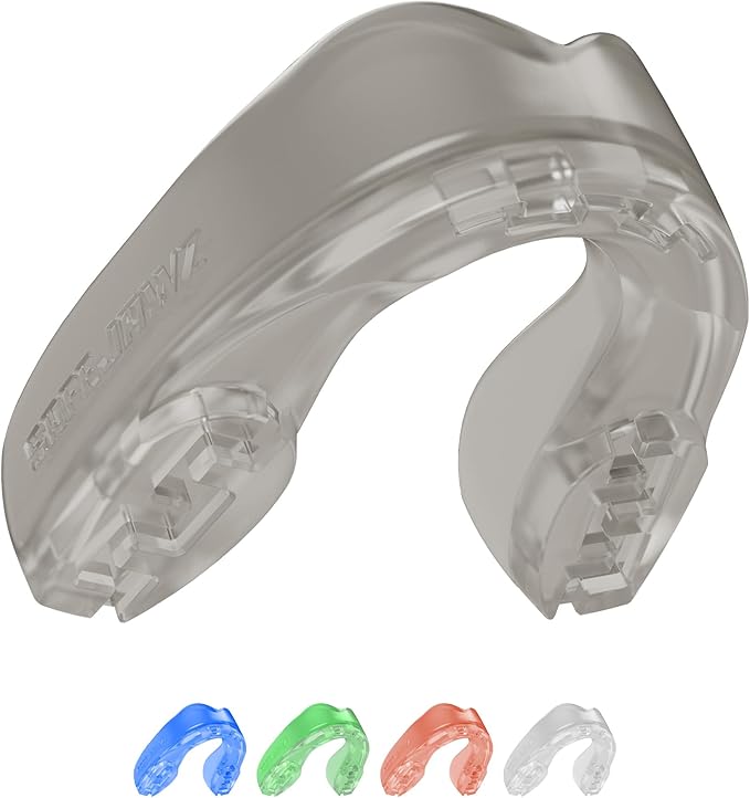 SAFEJAWZ Mouth Guard, Elements Dual Layer Mouthguard for Adults & Youth with Case, Easy Fit Remoldable Mouthpiece for Football, Boxing, Lacrosse, MMA, Basketball & All Contact Sports