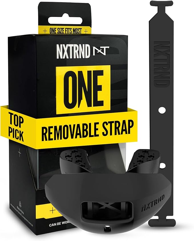 Nxtrnd One Football Mouth Guard, Strap Included, Fits Adult & Youth (Black)
