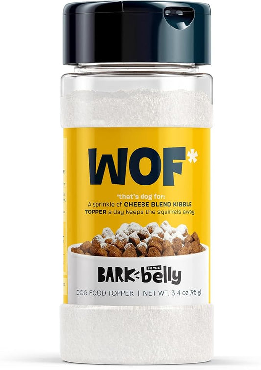 Bark in The Belly Cheese Dog Food Topper – Limited Ingredient Four Cheese Blend with Cheddar, Monterey Jack, Parmesan & Romano – Shake & Sprinkle Meal Mixer for Dogs of All Breeds and Life Stages