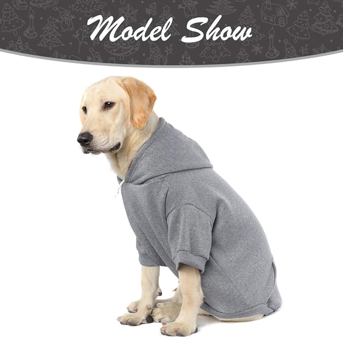 KOOLTAIL Dog Hoodie for Large Medium Small Dogs, Soft and Warm Pet Sweater with Leash Hole and Pocket Boy Girl, Puppy Fall Winter Jacket Clothes, French Pitbull Cold Weather Coat Sweatshirt, Grey L