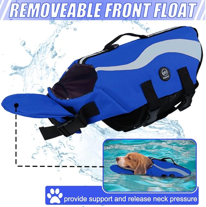 EMUST Life Vest for Dogs - Lightweight Preserver for Small/Medium/Large Dogs, XL Jacket for Swimming/Boat/Water, Royal Blue