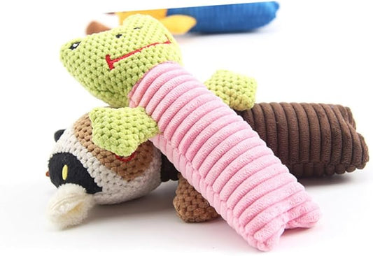 FRCOLOR Animal Pattern Dog Toys for Puppies Chewing Squeaking Pet Toys Soft Cotton Material for Dog Fun