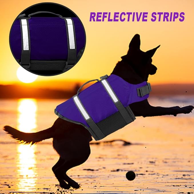 Doglay Dog Life Jacket, Dog Life Vest for Swimming Boating, Adjustable Puppy Life Jacket with Reflective Stripes, Superior Buoyancy Dog Swimming Vest for Small Medium and Large Dogs