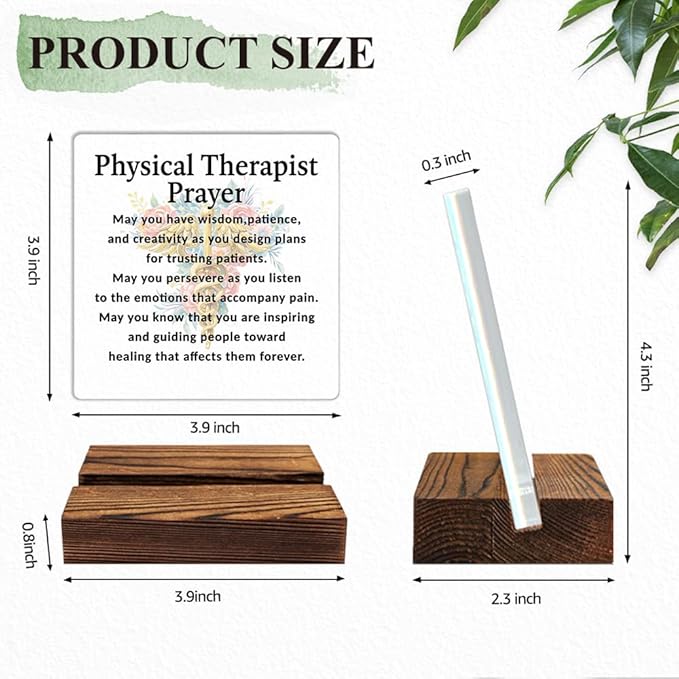 Physical Therapist Prayer Acrylic Sign with Wood Stand, Thank You Gifts for Physical Therapist PT, PT Gifts, Physical Therapy Graduation Present, Funny Physiotherapy Office Desk D馗or