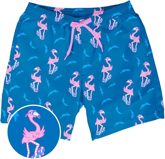 Tipsy Elves Men's Stretch Swim Trunks 7 Inch Inseam 4-Way Stretch with Mesh Liner - Quick-Dry Funny Swimwear Bathing Suit