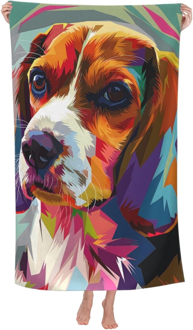 Colorful Beagle Beach Towel Dog Sand-Free Microfiber Bath Towel Ultra Soft Quick Dry Pool Towel Absorbent Towel Lightweight Towel Gifts for Outdoor Bathroom Swimming Decor 31inx51in