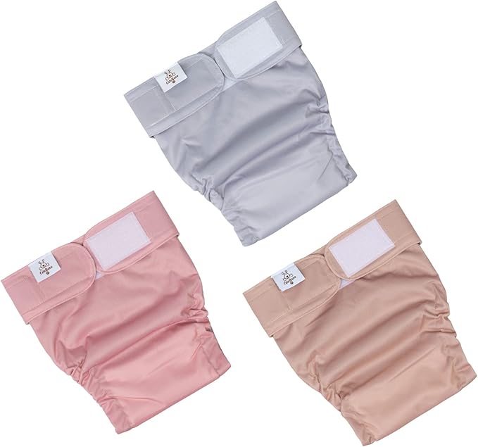 CuteBone Washable Dog Diapers Female No Tail Hole 3 Pack Reusable Doggie Period Training Pants for Docked-Tail Frenchie French Bulldog Boston Terrier Without Tail WWD07S