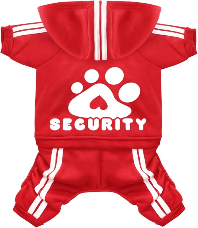 Dog Hoodie Security Clothes 4 Legs Jumpsuit Sweatshirt Hoodies Soft & Warm Dog Outfit Pullover Dog Winter Clothes Sweater for Small Medium Large Dogs Cats (Red, Large)