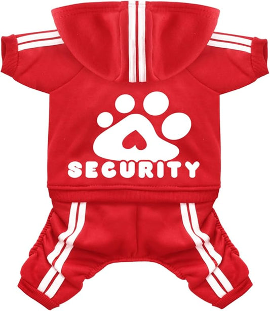 Dog Hoodie Security Clothes 4 Legs Jumpsuit Sweatshirt Hoodies Soft & Warm Dog Outfit Pullover Dog Winter Clothes Sweater for Small Medium Large Dogs Cats (Red, Small)