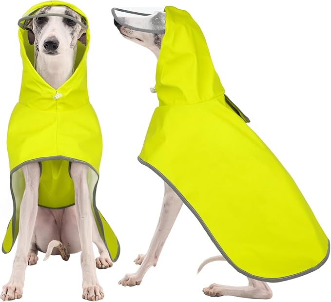 FUAMEY Dog Rain Coat Extra Large | Belly Protection, Leash Hole, Rainy Morning Runs, Clear Hood, Lightweight, Border Collie