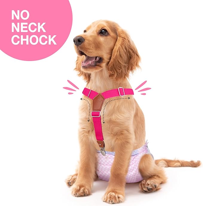 Pet Soft Dog Suspenders 2 Pieces Female Dog Diaper Suspenders for Dogs Diaper Keeper Suspender for Skirt, Dress, Diapers (Black & Pink, XS/S)