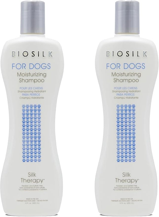 BioSilk Silk Therapy Moisturizing Shampoo for Dogs - Best Dog Shampoo for Pets with Dry, Itchy, or Sensitive Skin, Gentle Dog Wash, Essential Grooming Supplies, 12 Fl Oz - 2 Pack