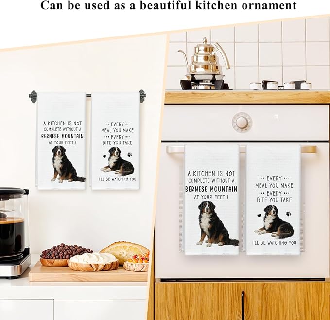 Bernese Mountain Dog Dish Towels for Kitchen Sets of 2, Gifts for Bernese Mountain Dog Lover, Drying Cloth Tea Towel Hand Towels for Cooking Baking Bathroom Decor, 16 x 24 Inch -09