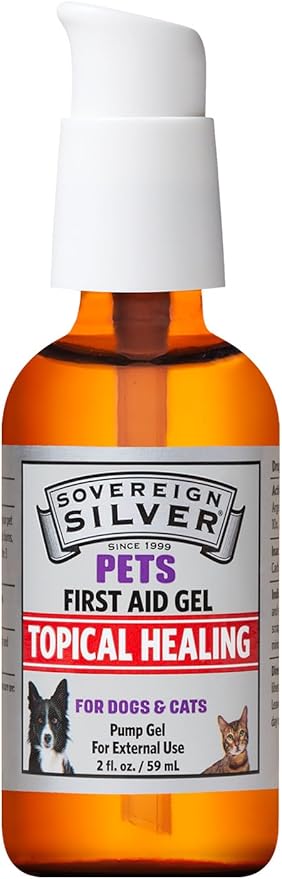 Sovereign Silver Pets First Aid Gel - Topical Skin Care Gel for Dogs and Cats with Pump, Argentum Metallicum - 2 fl oz (59mL)