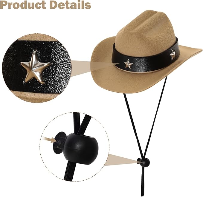 Fumwase Pet Cowboy Costume Halloween Costumes for Dogs Cat Puppy Hats with Bandana Scarf Cowboy Costume Accessories Dog Cat for Party Festival and Daily Wearing (Off-White, Small)