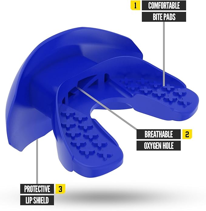 Nxtrnd One Football Mouth Guard, Strap Included, Fits Adult & Youth (Royal Blue)