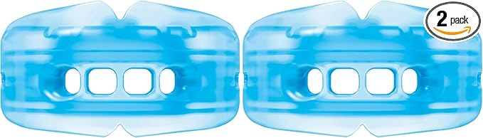 Double Braces Strapless Mouth Guard,Blue,Adult,(Pack of 2)