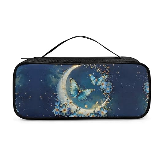 Gomyblomy Stethoscope Case Lightweight Storage Bag for Most Stethoscopes, Moon Butterfly Print Stethoscope Holder Organizer Case with Extra Room and Handle for Nurses Doctors