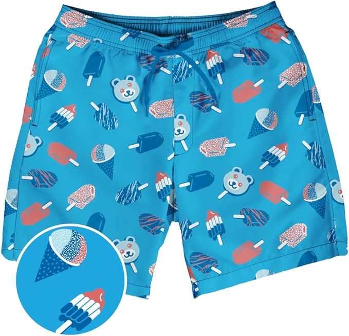 Tipsy Elves Men's Stretch Swim Trunks 7 Inch Inseam 4-Way Stretch with Mesh Liner - Quick-Dry Funny Swimwear Bathing Suit