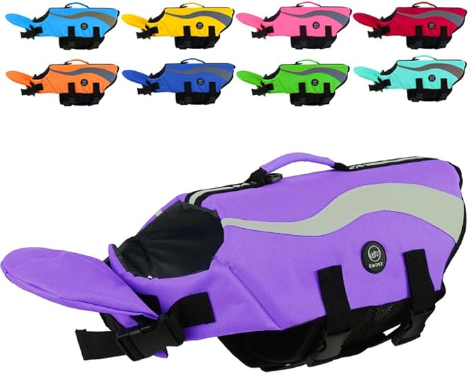 EMUST Life Vests for Dogs, Lightweight Small/Medium/Large Dog Life Preserver, XL Dog Life Jacket for Swimming/Boat/Water, Life Jacket for Large Dogs, Purple,XL