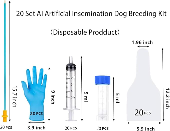 20 Set AI Artificial Insemination Dog Breeding Kit, Dog Ai Breeding Kit, Insemination kit for Dogs, Pet Breeding Supplies for Large Breeds（15.7 inch）