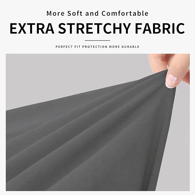 Easy-Going 100% Dual Waterproof 3 Pieces Loveseat Cover Stretch Soft Couch Cover for Dogs, Sofa Slipcover for 2 Separate Cushion Couch Leakproof Furniture Protector for Kids, Pets Gray