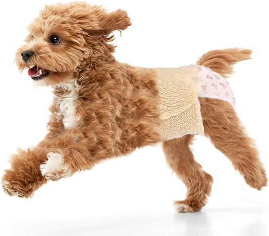 Ambreview Dog Diapers Female, Disposable Diapers for Female Dog with Stretchy Waist, Pull Up Puppy Wraps for Doggie in Heat Period Super Absorbent Leak-Proof Doggy Diaper for Dogs 10PCS (XS)
