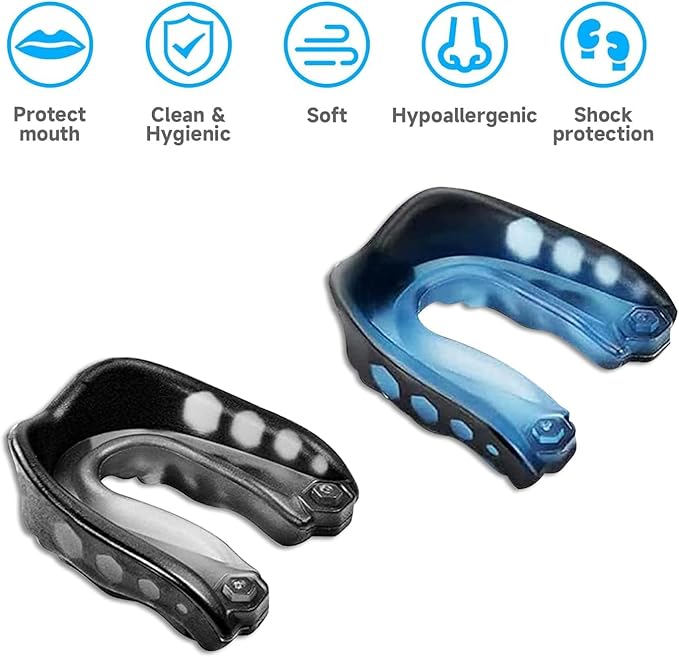2 Pack Football Mouthguard,Sports Mouth Guard with Straps and Case,Youth Football Mouthpiece Mouth Protectionfor Kid&Youths,Youth Mouth Guard Mouthpiece for Boxing,Lacrosse,Basketball,Hockey,MMA