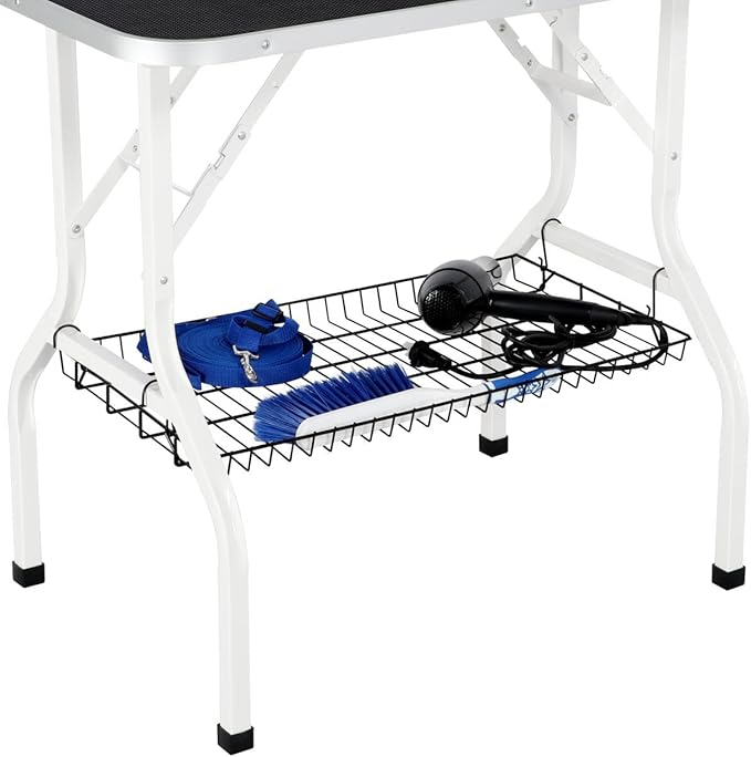 Yaheetech 36'' Dog Grooming Table, Pet Foldable Grooming Table w/Double Loops/Mesh Tray/Adjustable Arm, Black