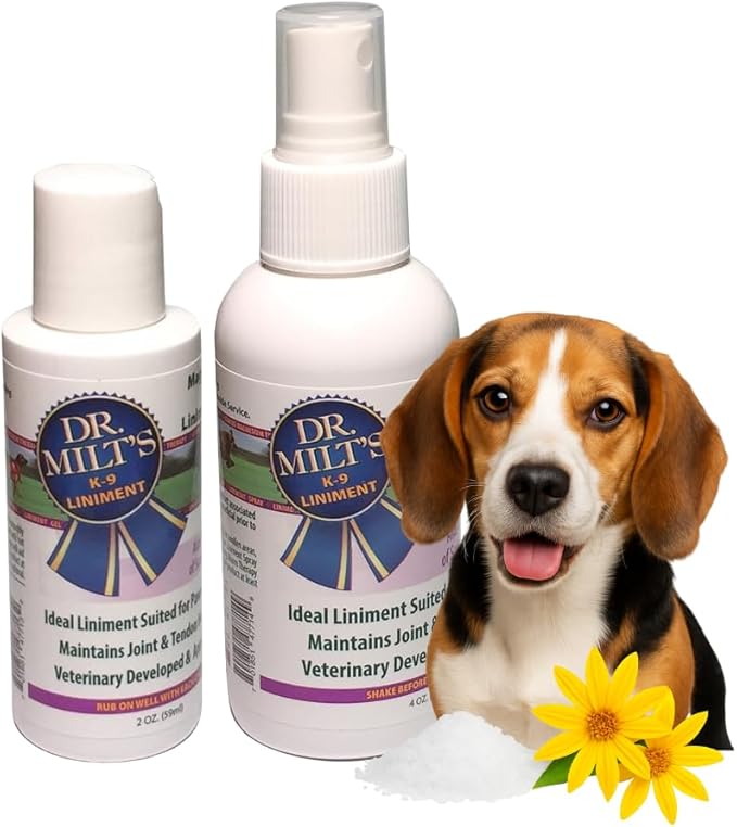 Dr. Milt's Dog Hip and Joint Pain Relief Spray and Gel, Topical Magnesium Sulfate & Arnica Ointment. Reduces Inflammation, Lessens Tenderness and Alleviates Nervousness. 1-4oz Spray & 1-2oz Gel