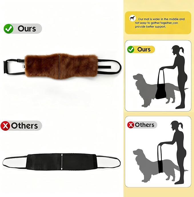 Dog Sling for Back Legs, Dog Lift Harness, Magic Tape Dog Sling for Large Dogs Hind Leg Support, Elderly Dog Lifter, Assist Canie Hip Arthritis K9 Cruciate Ligament Rehabilitation (Brown, Large)