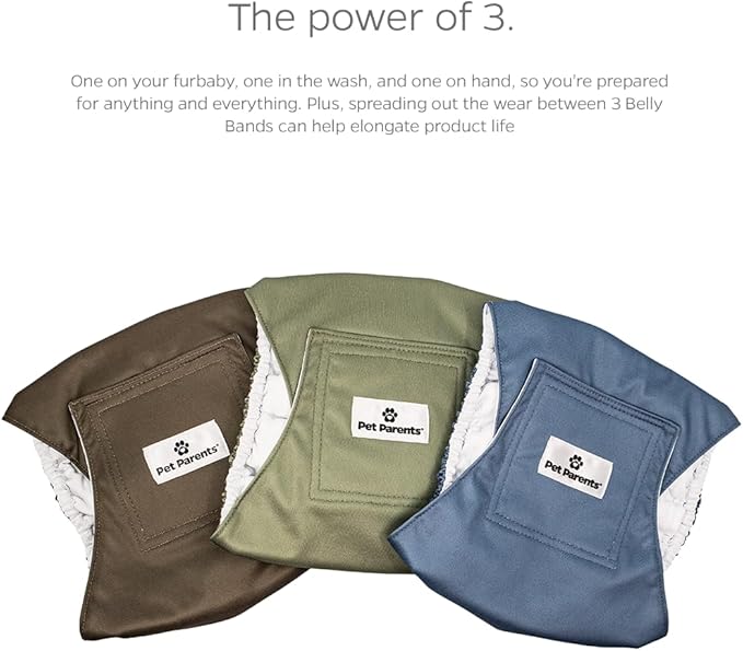 Pet Parents® Washable Belly Bands for Male Dogs (3pack) + Extendrs® of Durable Dog Diapers Male, Premium Male Dog Diapers & Dog Wraps (Small, Koda)