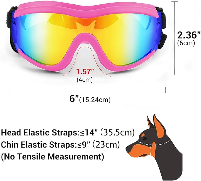 Dog Goggles and Helmet Set - Anti-dust UV Protection Sunglasses, Durable Motorcycle Helmet With Ear Hole, Adjustable Pet Glasses for Medium to Large Dogs - Pink
