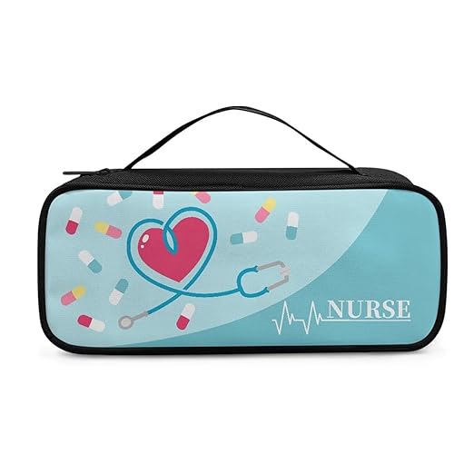 Gomyblomy Universal Stethoscope Case Compatible with Most Stethoscopes, Portable Stethoscope Holder Storage Bag with Extra Room for Nurse and Doctors, Cartoon Stethoscope Print