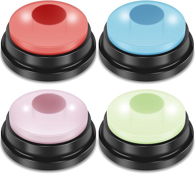 4Pcs Dog Buttons for Communication Voice with Light, Recording Button for Words Talking and Answer, Pet Button Answering Buzzer Best Toys fit Dog Tranning