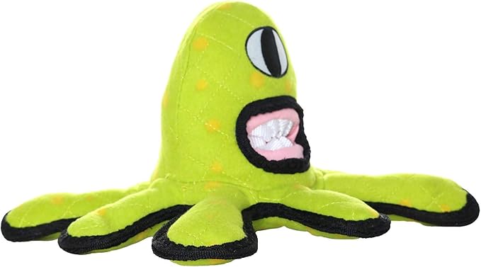 TUFFY - World's Tuffest Soft Dog Toy - Alien Green-Squeaker- Multiple Layers. Made Durable, Strong & Tough. Interactive Play (Tug, Toss & Fetch). Machine Washable & Floats