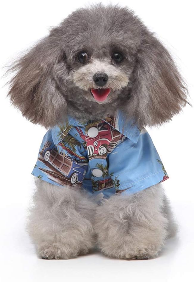 Tangpan Summer Pet Daisy Hawaiian Beach Plaid Print Shirts Clothes for Dog Blue L