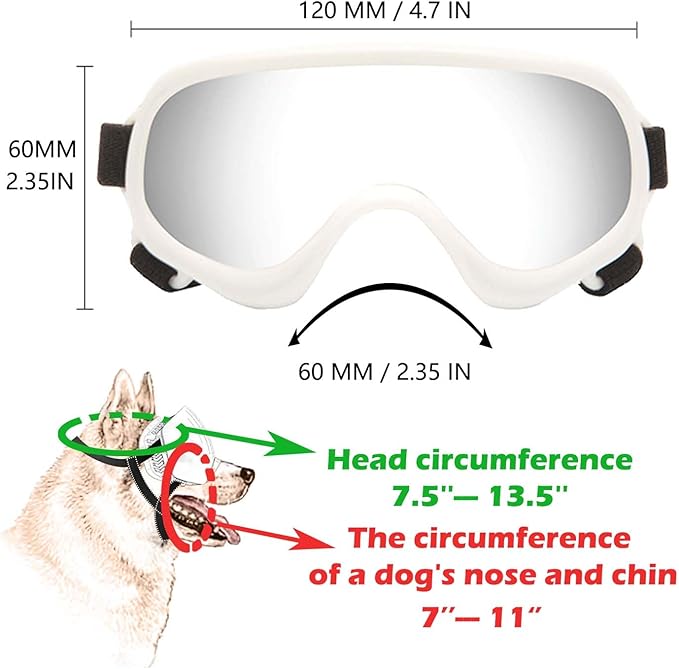 Dog Sunglasses,Doggles Anti-UV Protection, Pet Sunglasses with Adjustable Strap, Suitable for Motorcycle Car Driving Bike Riding Hiking Swimming Wind Dust Fog Dog Eye Protection