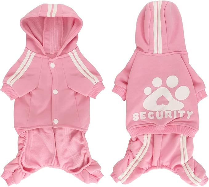 Dog Hoodie Security Clothes 4 Legs Jumpsuit Sweatshirt Hoodies Soft & Warm Dog Outfit Pullover Dog Winter Clothes Sweater for Small Medium Large Dogs Cats (Pink, X-Large)