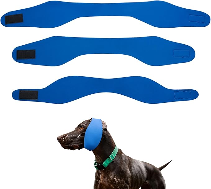 3PCS Dog Swim Cap Plugs, Waterproof Dog Bath Cap Ear Covers for Ear Protection for Bath, Swimming, Pet Grooming -Supply for Small Medium Large Dogs Puppies, Blue