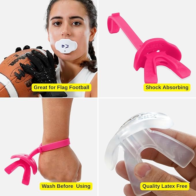 SLEEFS Football Mouth Guard - Lip/Mouthguard with Helmet Strap - Lip/Teeth Protector Mouthpiece - No Boil - for Youth/Adults, Maximum Air Flow, for All Sports - Momma This One for You