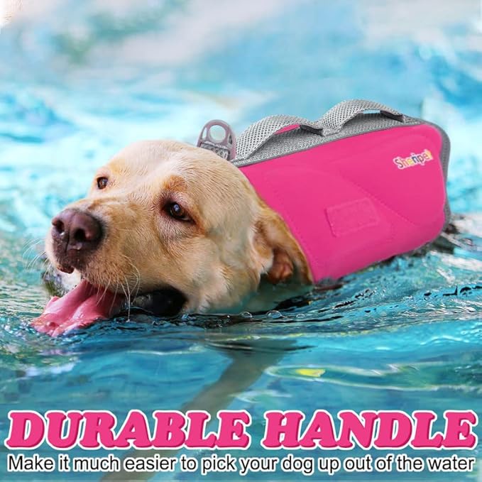 Dog Life Jacket for Large Dogs, Dog Vest with Reflective Stripes and Two Rescue Handles, XL