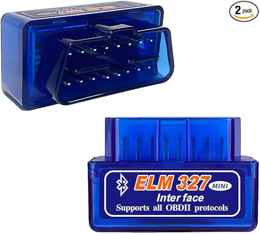 2 PCS ELM327 OBDII Car Auto Diagnostic Scanner, Mini ELM327 Interface Bluetooth Engine Fault Code Reader, Professional Wireless Failure Detector Compatible with OBD2 Vehicles