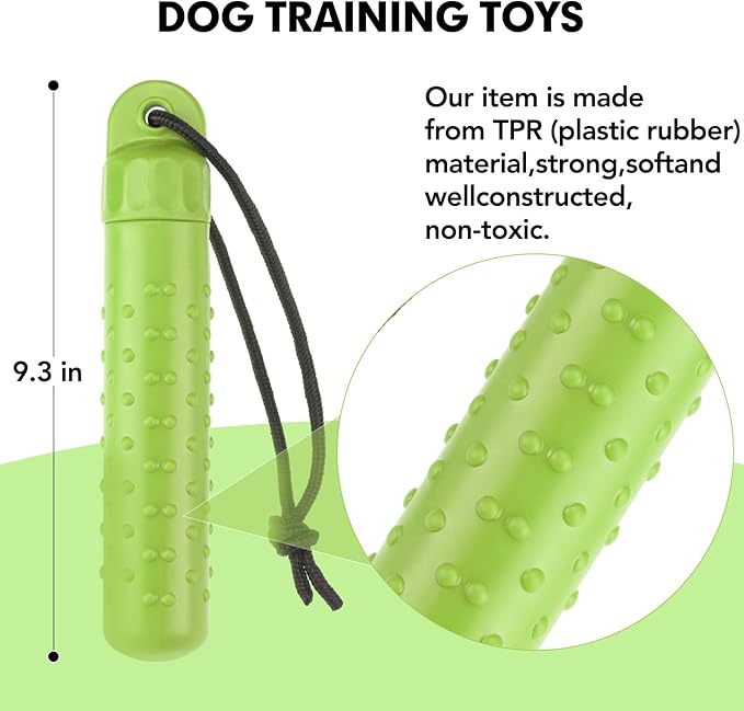 BINGPET Dog Float Bumper Toy,9.3 Inch Detachable Treat Dispensing Puzzle Toys,Training Dummy Retrieving Bumpers Summer Pool Toy Tug Game,Interactive Toys for Medium Large Dogs(Green)