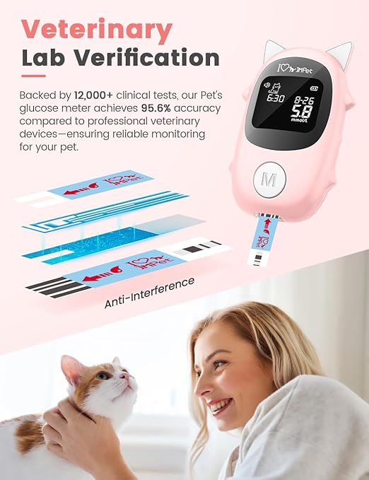 IMPet Glucose Monitoring Kit for Dogs & Cats, Pet Blood Sugar Monitor with Pain-Free & Easy Shuttle, No-Coding Kits with 50 Strips, 50 Lancets and 1 Pet-Specific Lancing Device