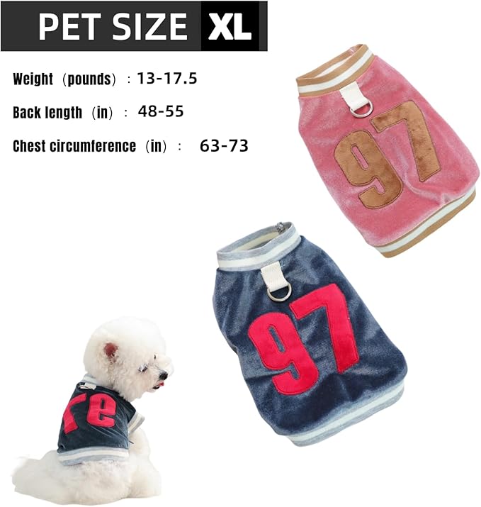 Dog&Cat Jersey,Pet Clothes for Dogs&Cats，Number 97,Soft Warm Cotton Blend Sweatshirt for Fall&Winter, Breathable Cozy Pet Sports Shirt, Durable Outdoor Daily Wear (Blue, XL)